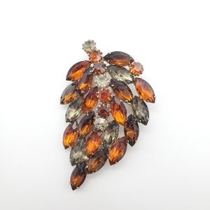 Amber Colored Leaf Brooch